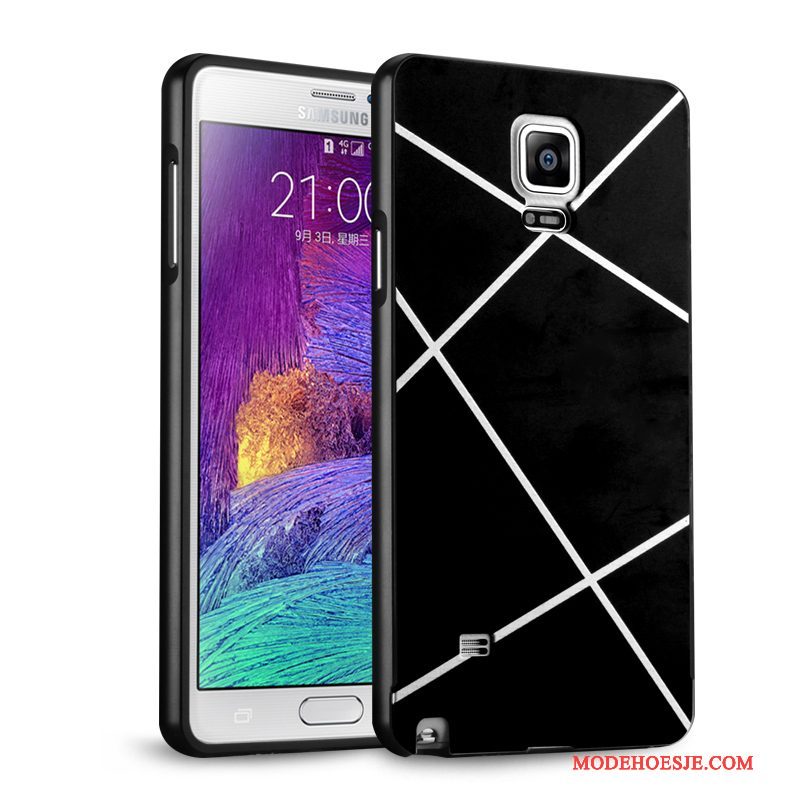 Hoesje Samsung Galaxy Note 4 Metaal Zilver Anti-fall, Hoes Samsung Galaxy Note 4 Bescherming Telefoon Spiegel