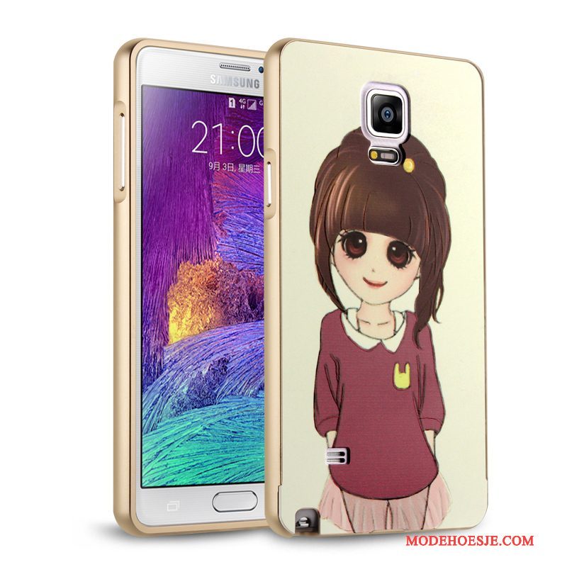 Hoesje Samsung Galaxy Note 4 Metaal Zilver Anti-fall, Hoes Samsung Galaxy Note 4 Bescherming Telefoon Spiegel