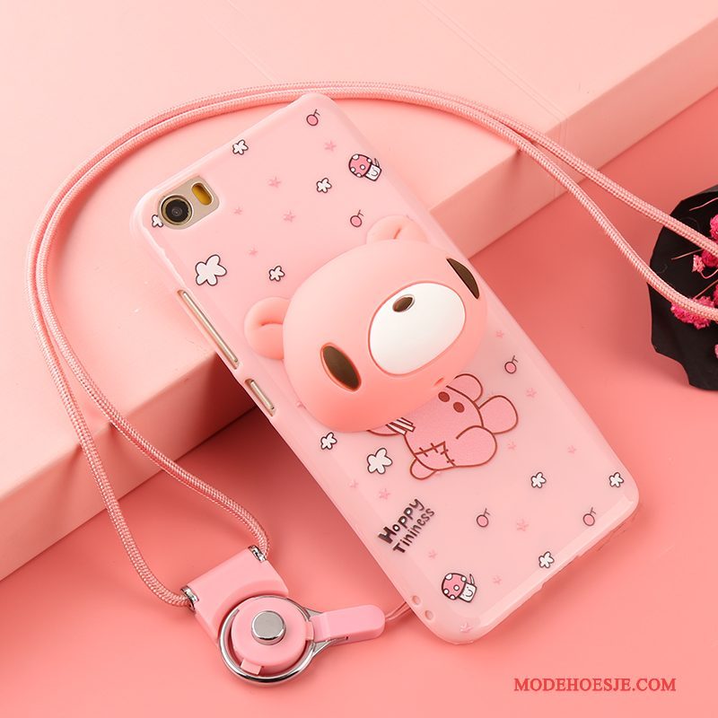 Hoesje Samsung Galaxy Note 4 Siliconen Anti-fall Trend, Hoes Samsung Galaxy Note 4 Zacht Roze Hanger