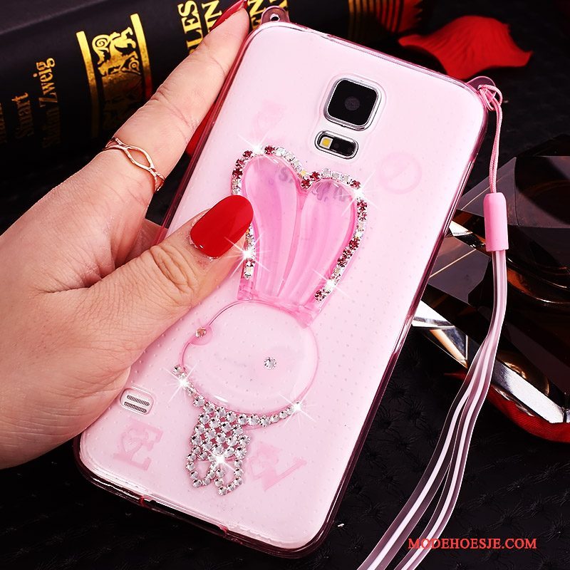 Hoesje Samsung Galaxy Note 4 Siliconen Doorzichtig Roze, Hoes Samsung Galaxy Note 4 Strass Hangertelefoon