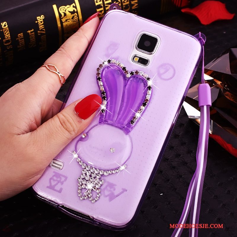 Hoesje Samsung Galaxy Note 4 Siliconen Doorzichtig Roze, Hoes Samsung Galaxy Note 4 Strass Hangertelefoon