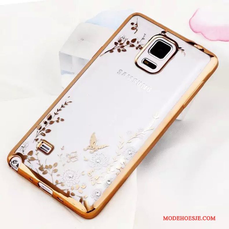 Hoesje Samsung Galaxy Note 4 Siliconen Goud Anti-fall, Hoes Samsung Galaxy Note 4 Zacht