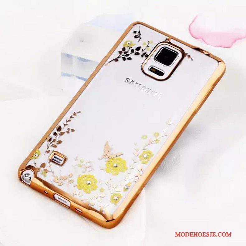 Hoesje Samsung Galaxy Note 4 Siliconen Goud Anti-fall, Hoes Samsung Galaxy Note 4 Zacht