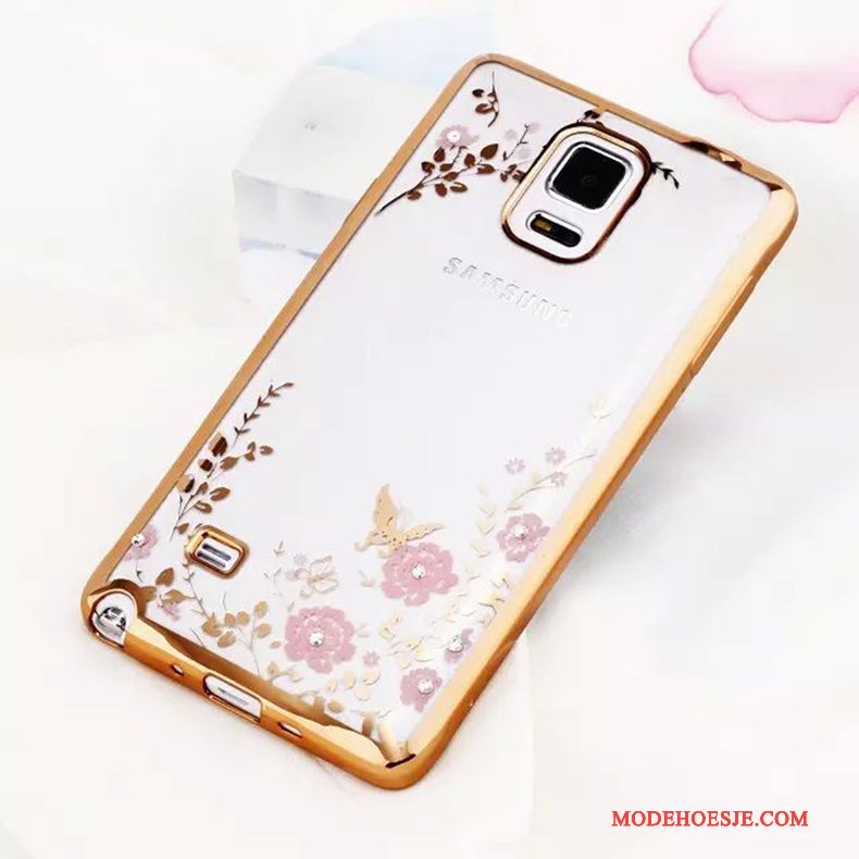 Hoesje Samsung Galaxy Note 4 Siliconen Goud Anti-fall, Hoes Samsung Galaxy Note 4 Zacht