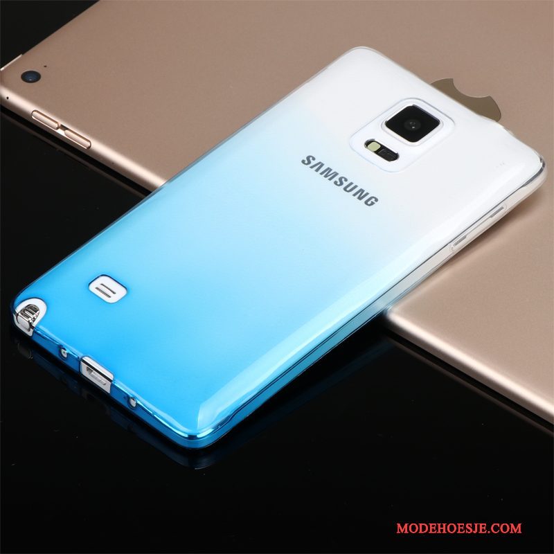 Hoesje Samsung Galaxy Note 4 Siliconen Telefoon Blauw, Hoes Samsung Galaxy Note 4 Bescherming Doorzichtig Lichte En Dun