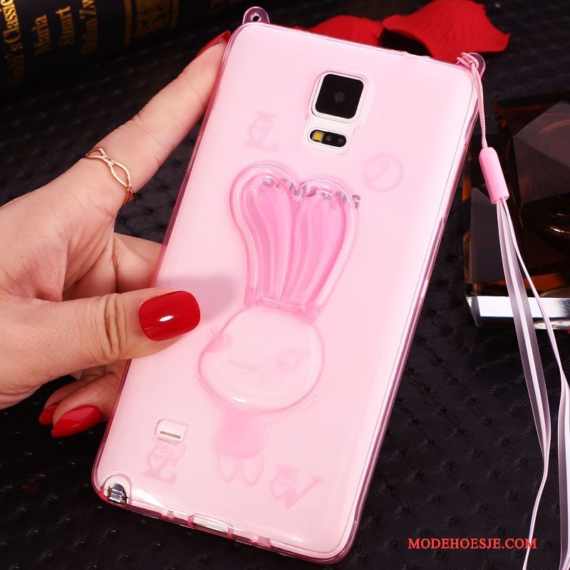 Hoesje Samsung Galaxy Note 4 Spotprent Roze Hanger, Hoes Samsung Galaxy Note 4 Zacht