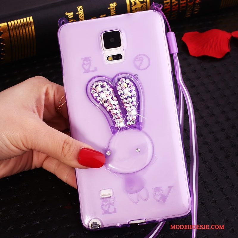 Hoesje Samsung Galaxy Note 4 Spotprent Roze Hanger, Hoes Samsung Galaxy Note 4 Zacht