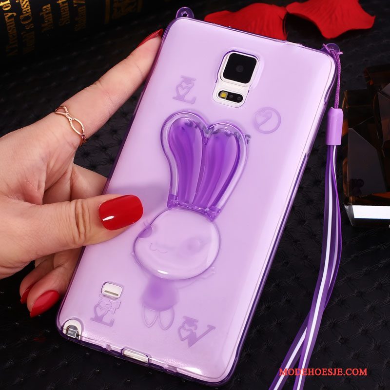 Hoesje Samsung Galaxy Note 4 Spotprent Roze Hanger, Hoes Samsung Galaxy Note 4 Zacht