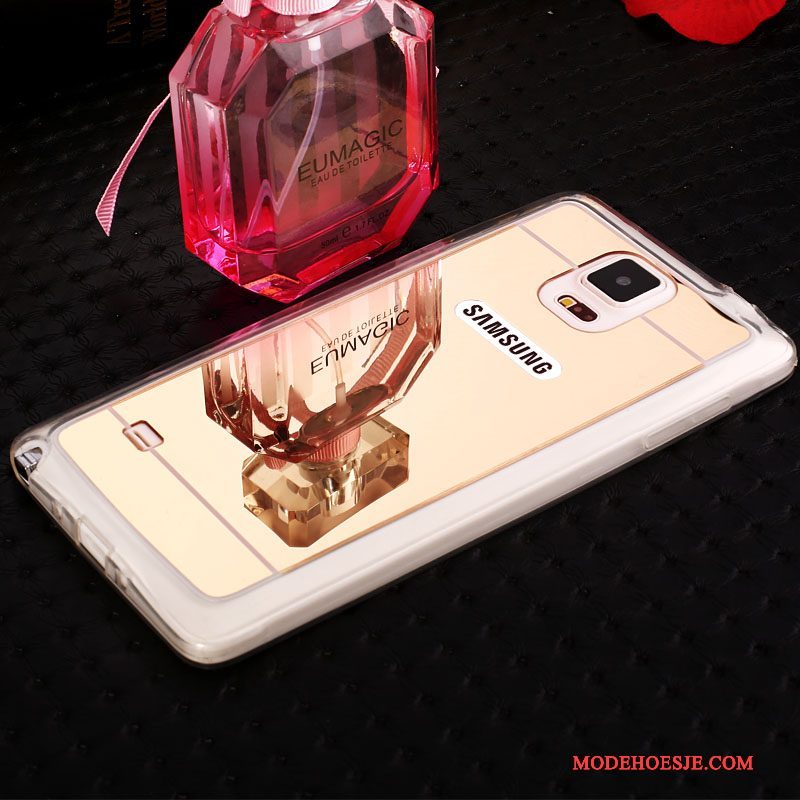 Hoesje Samsung Galaxy Note 4 Strass Telefoon Zilver, Hoes Samsung Galaxy Note 4 Zacht Spiegel Nieuw