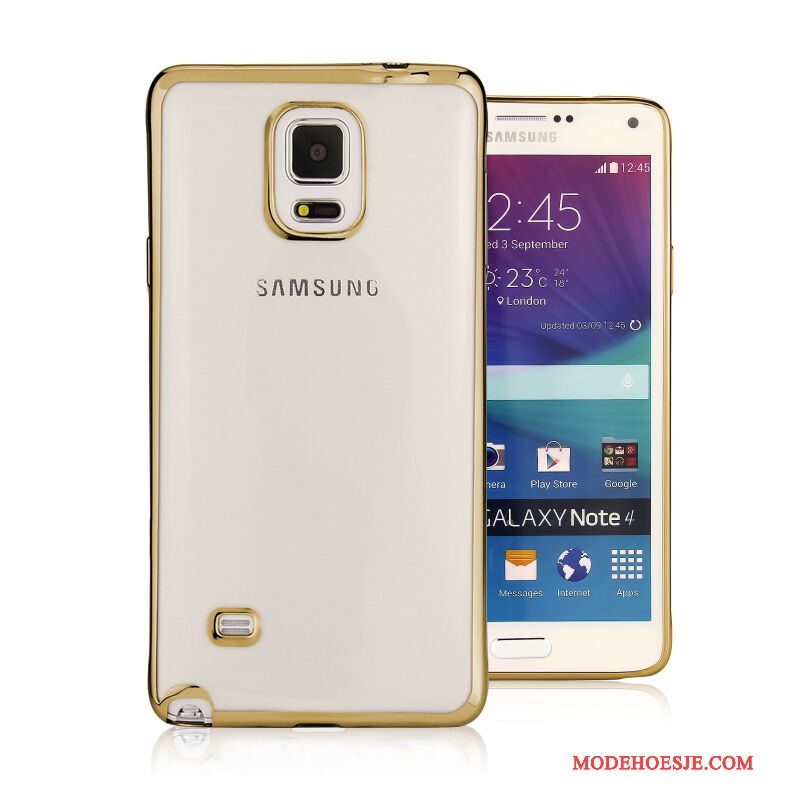 Hoesje Samsung Galaxy Note 4 Zacht Doorzichtigtelefoon, Hoes Samsung Galaxy Note 4 Bescherming Anti-fall Goud