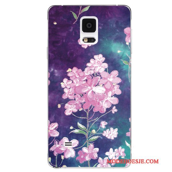 Hoesje Samsung Galaxy Note 4 Zacht Purpertelefoon, Hoes Samsung Galaxy Note 4 Siliconen Chinese Stijl Handbeschilderde