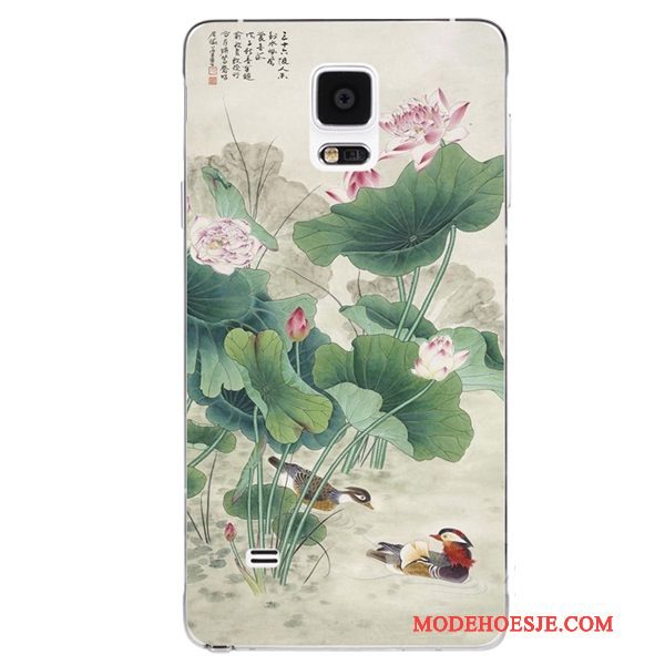 Hoesje Samsung Galaxy Note 4 Zacht Purpertelefoon, Hoes Samsung Galaxy Note 4 Siliconen Chinese Stijl Handbeschilderde