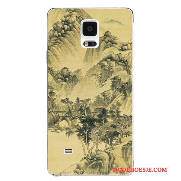 Hoesje Samsung Galaxy Note 4 Zacht Rozetelefoon, Hoes Samsung Galaxy Note 4 Siliconen Patroon Prunus