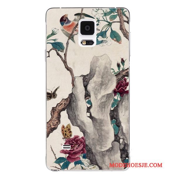 Hoesje Samsung Galaxy Note 4 Zacht Rozetelefoon, Hoes Samsung Galaxy Note 4 Siliconen Patroon Prunus