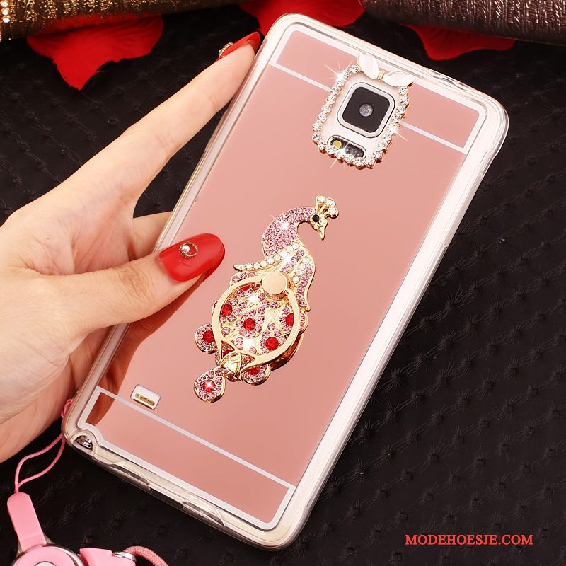 Hoesje Samsung Galaxy Note 4 Zacht Telefoon Goud, Hoes Samsung Galaxy Note 4 Bescherming Ring Hanger