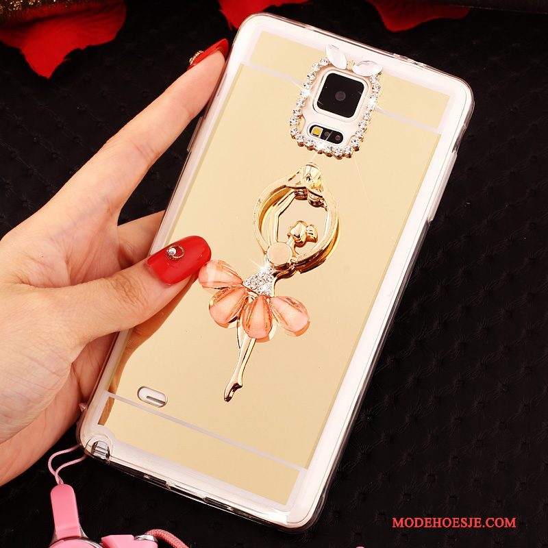 Hoesje Samsung Galaxy Note 4 Zacht Telefoon Goud, Hoes Samsung Galaxy Note 4 Bescherming Ring Hanger