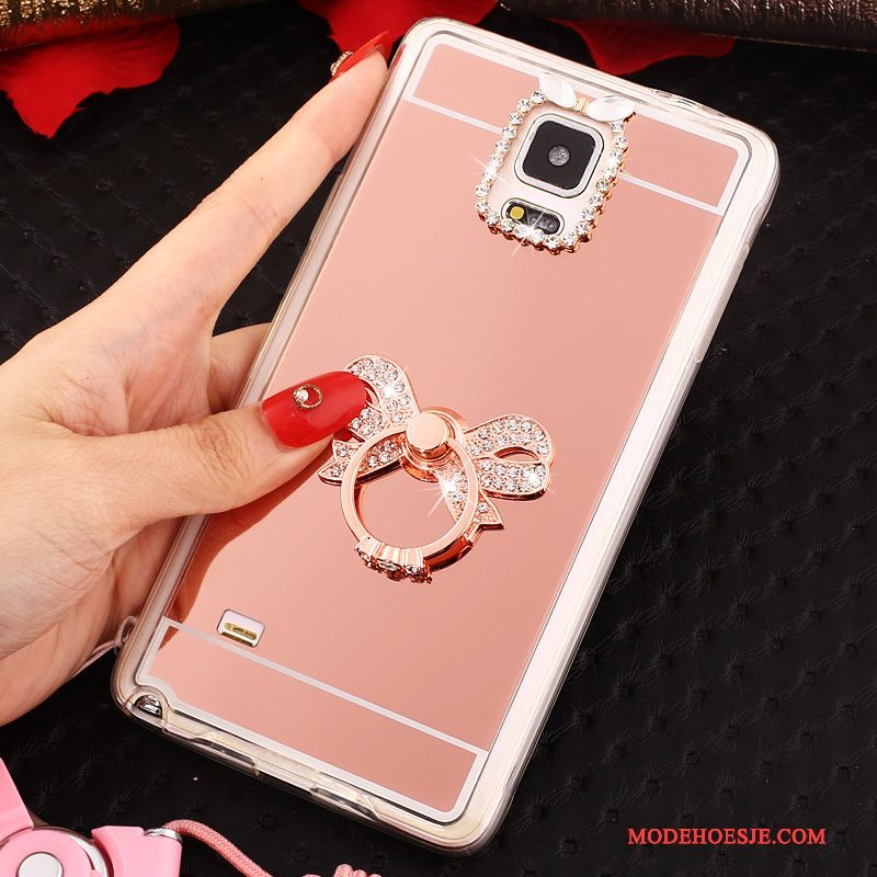 Hoesje Samsung Galaxy Note 4 Zacht Telefoon Goud, Hoes Samsung Galaxy Note 4 Bescherming Ring Hanger