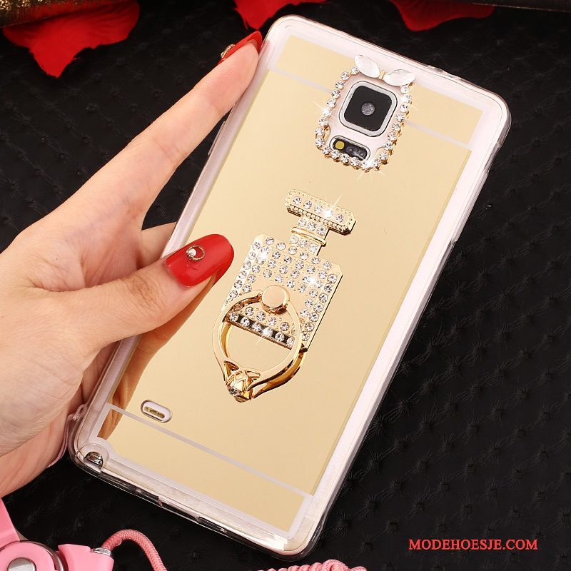 Hoesje Samsung Galaxy Note 4 Zacht Telefoon Goud, Hoes Samsung Galaxy Note 4 Bescherming Ring Hanger