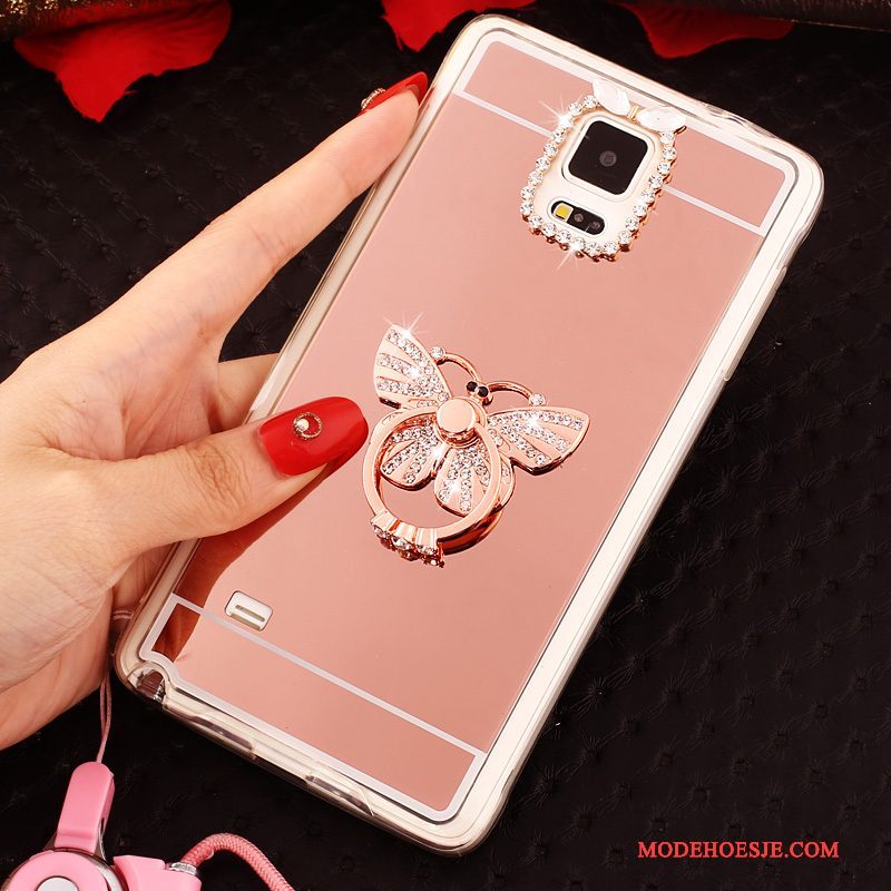 Hoesje Samsung Galaxy Note 4 Zacht Telefoon Goud, Hoes Samsung Galaxy Note 4 Bescherming Ring Hanger