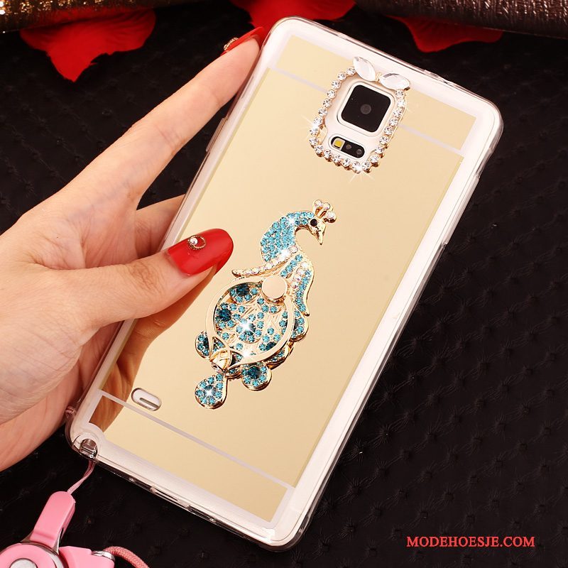 Hoesje Samsung Galaxy Note 4 Zacht Telefoon Goud, Hoes Samsung Galaxy Note 4 Bescherming Ring Hanger