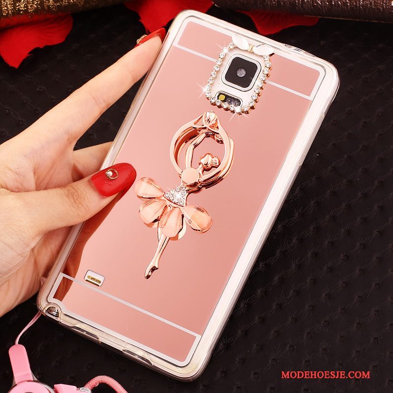 Hoesje Samsung Galaxy Note 4 Zacht Telefoon Goud, Hoes Samsung Galaxy Note 4 Bescherming Ring Hanger