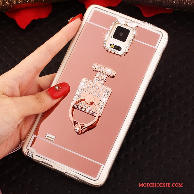 Hoesje Samsung Galaxy Note 4 Zacht Telefoon Goud, Hoes Samsung Galaxy Note 4 Bescherming Ring Hanger