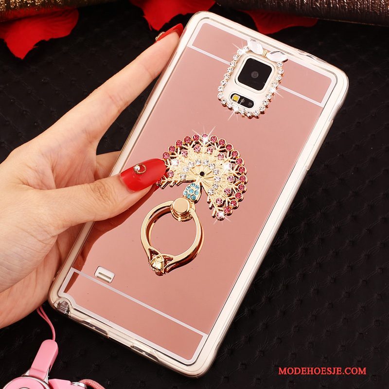 Hoesje Samsung Galaxy Note 4 Zacht Telefoon Goud, Hoes Samsung Galaxy Note 4 Bescherming Ring Hanger