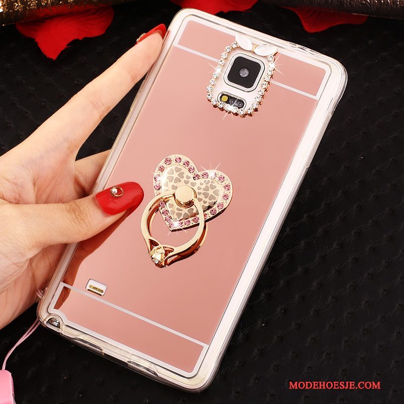 Hoesje Samsung Galaxy Note 4 Zacht Telefoon Goud, Hoes Samsung Galaxy Note 4 Bescherming Ring Hanger