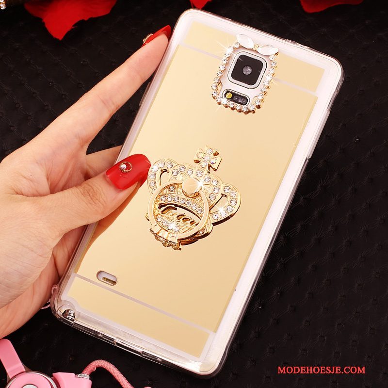 Hoesje Samsung Galaxy Note 4 Zacht Telefoon Goud, Hoes Samsung Galaxy Note 4 Bescherming Ring Hanger