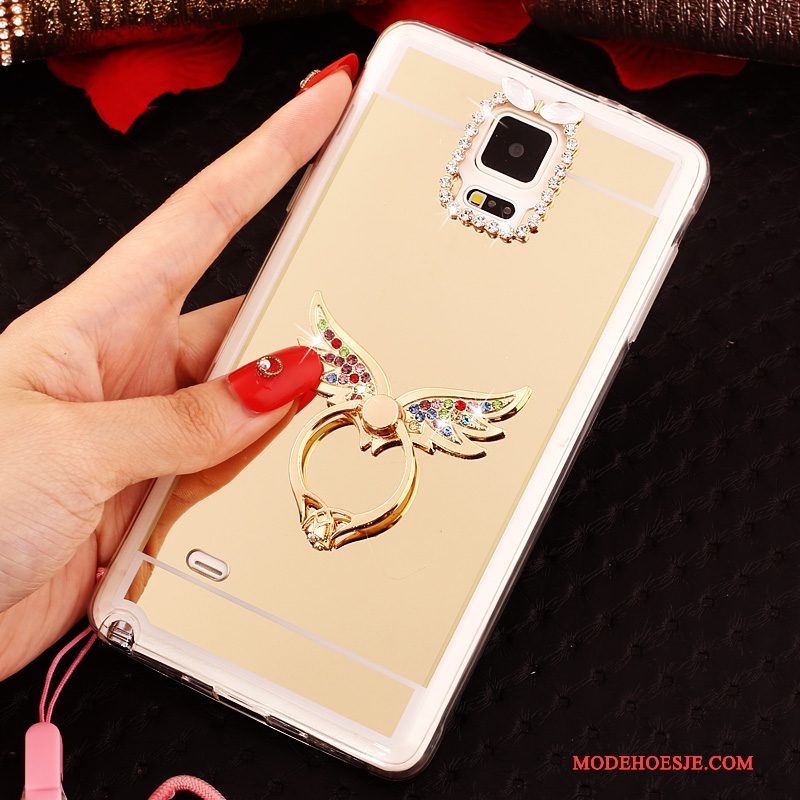 Hoesje Samsung Galaxy Note 4 Zacht Telefoon Goud, Hoes Samsung Galaxy Note 4 Bescherming Ring Hanger