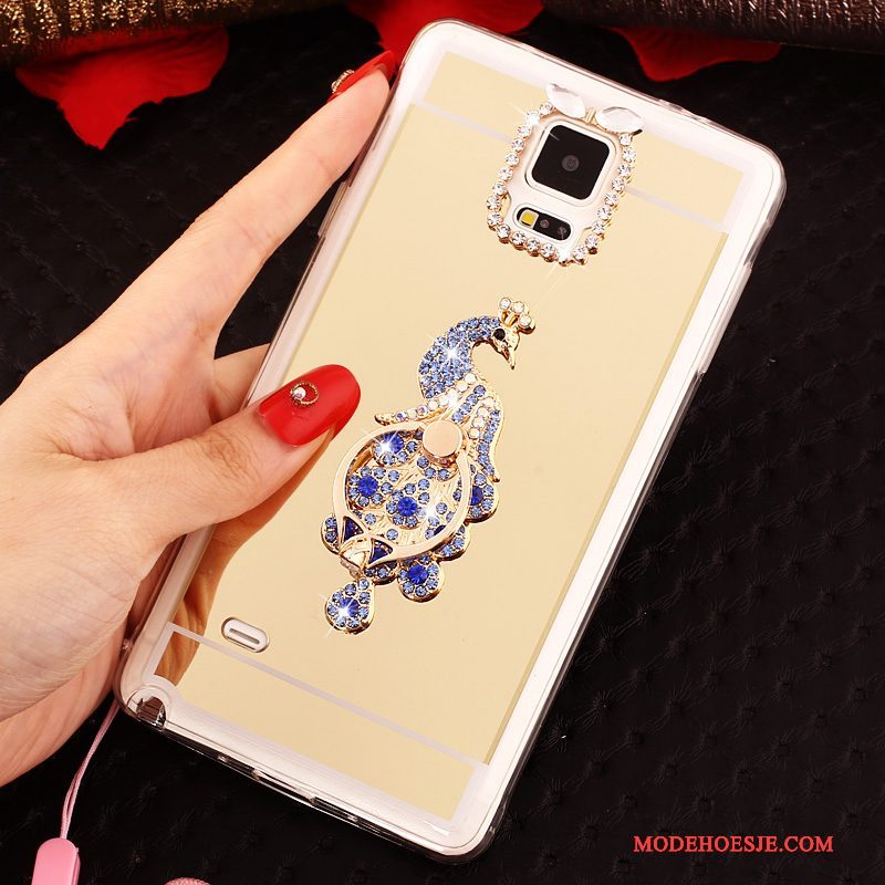 Hoesje Samsung Galaxy Note 4 Zacht Telefoon Goud, Hoes Samsung Galaxy Note 4 Bescherming Ring Hanger