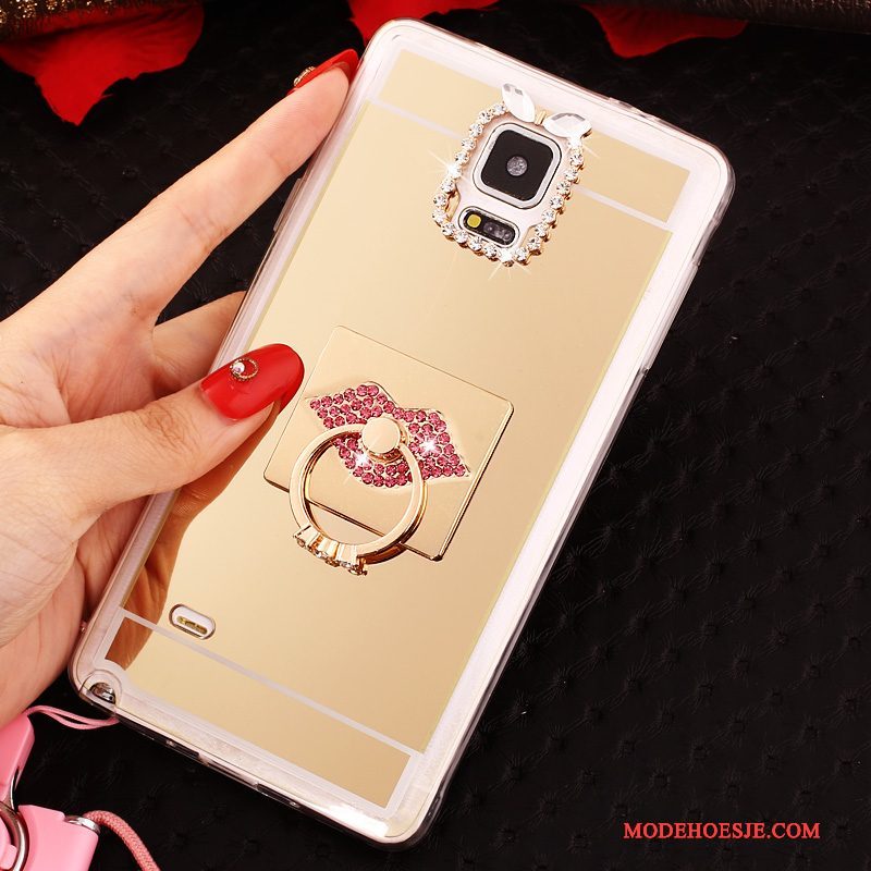 Hoesje Samsung Galaxy Note 4 Zacht Telefoon Goud, Hoes Samsung Galaxy Note 4 Bescherming Ring Hanger