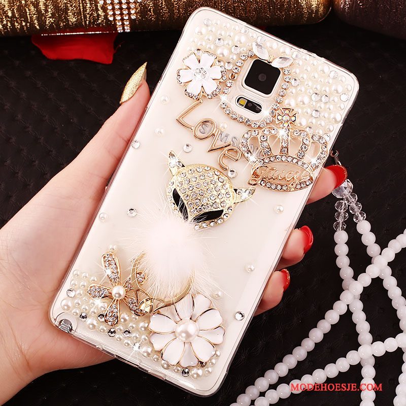 Hoesje Samsung Galaxy Note 4 Zacht Telefoon Kristal, Hoes Samsung Galaxy Note 4 Siliconen Goud Doorzichtig