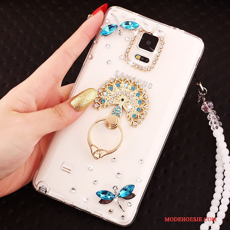 Hoesje Samsung Galaxy Note 4 Zacht Telefoon Kristal, Hoes Samsung Galaxy Note 4 Siliconen Goud Doorzichtig