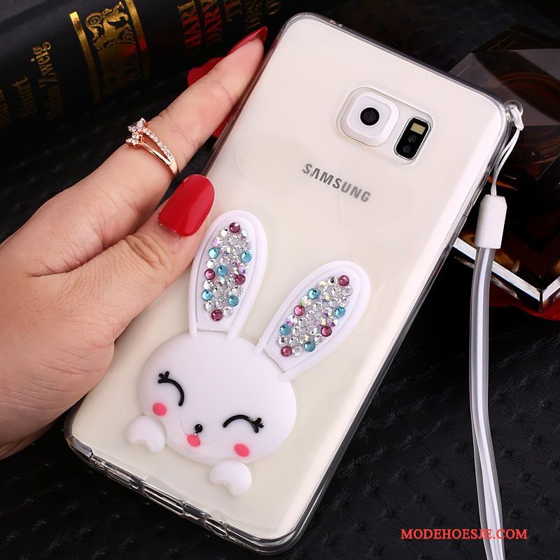 Hoesje Samsung Galaxy Note 5 Bescherming Telefoon Hanger, Hoes Samsung Galaxy Note 5 Strass Purper Doorzichtig