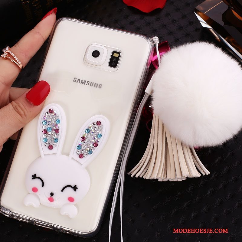 Hoesje Samsung Galaxy Note 5 Bescherming Telefoon Hanger, Hoes Samsung Galaxy Note 5 Strass Purper Doorzichtig