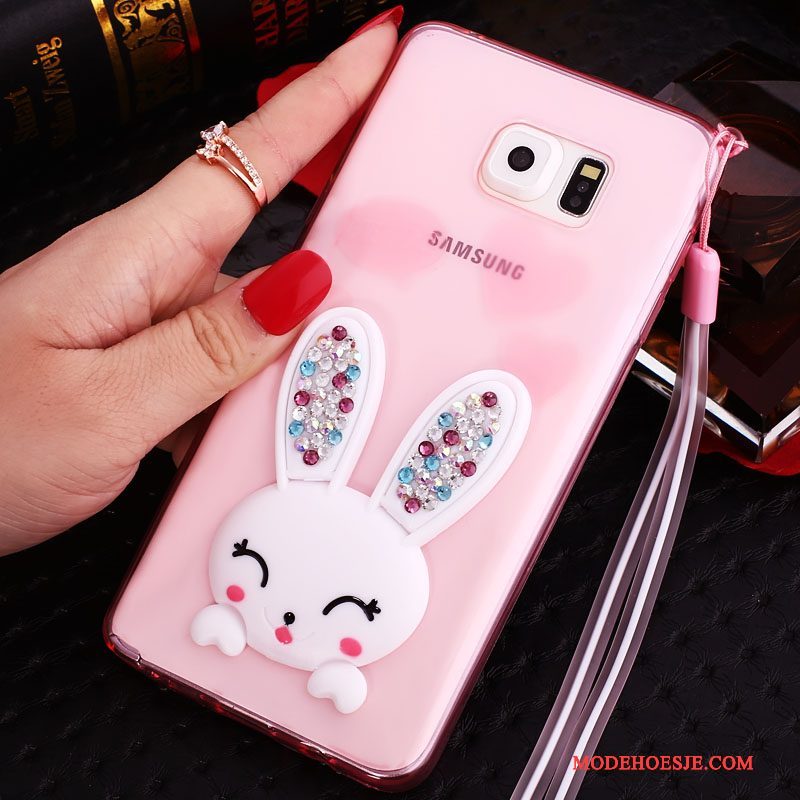 Hoesje Samsung Galaxy Note 5 Bescherming Telefoon Hanger, Hoes Samsung Galaxy Note 5 Strass Purper Doorzichtig