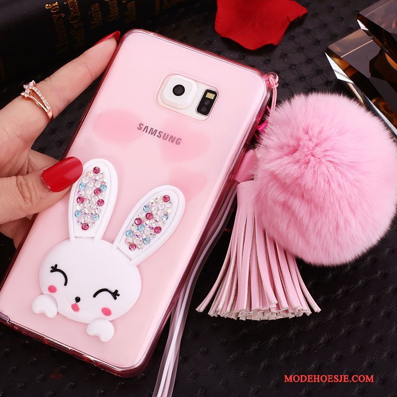 Hoesje Samsung Galaxy Note 5 Bescherming Telefoon Hanger, Hoes Samsung Galaxy Note 5 Strass Purper Doorzichtig