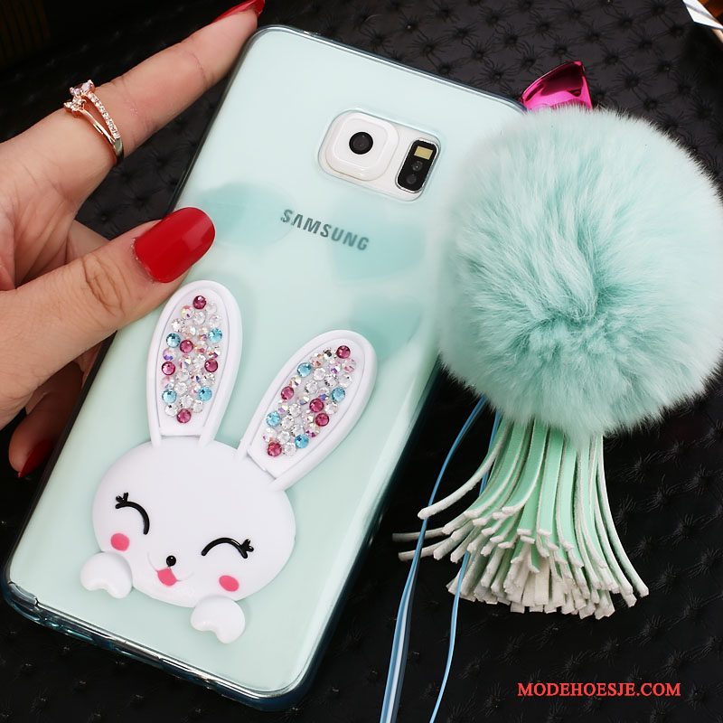 Hoesje Samsung Galaxy Note 5 Bescherming Telefoon Hanger, Hoes Samsung Galaxy Note 5 Strass Purper Doorzichtig