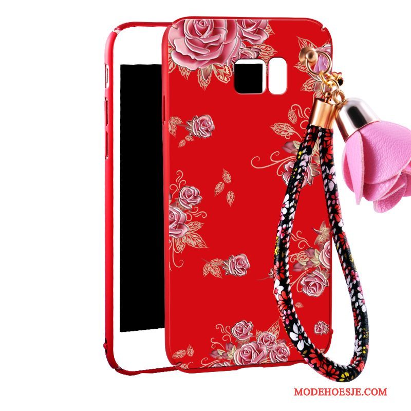 Hoesje Samsung Galaxy Note 5 Bloemen Rood Hanger, Hoes Samsung Galaxy Note 5 Zakken Telefoon Schrobben