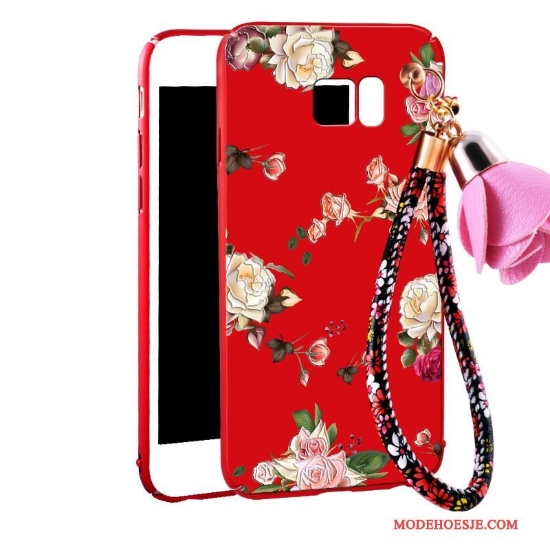 Hoesje Samsung Galaxy Note 5 Bloemen Rood Hanger, Hoes Samsung Galaxy Note 5 Zakken Telefoon Schrobben