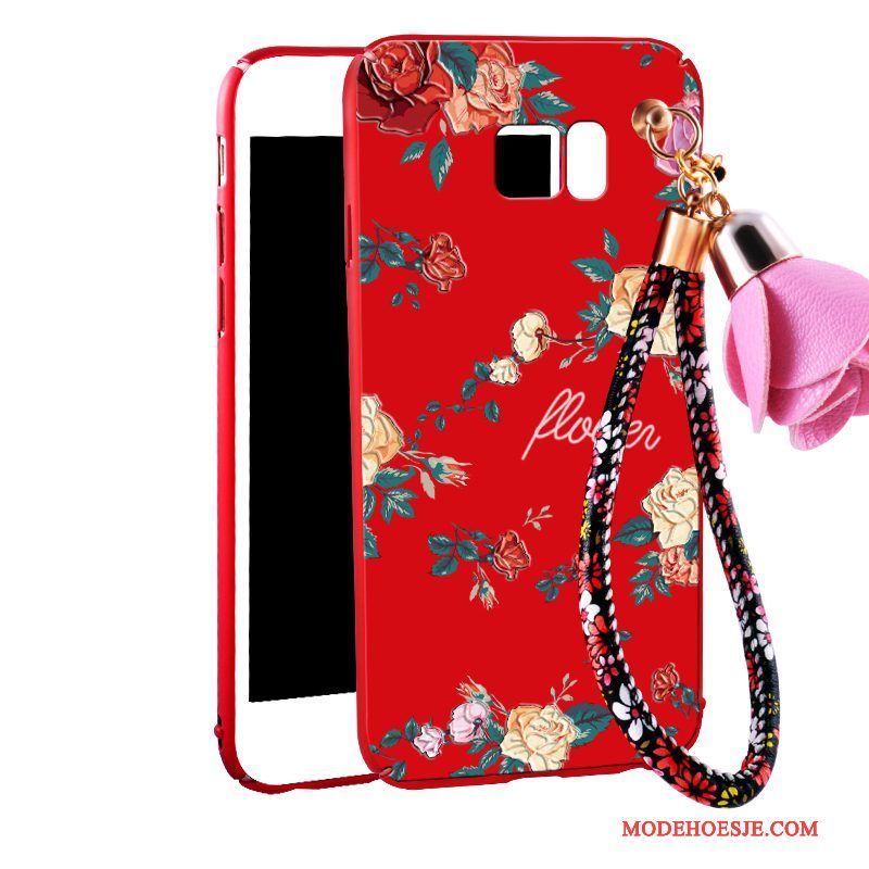 Hoesje Samsung Galaxy Note 5 Bloemen Rood Hanger, Hoes Samsung Galaxy Note 5 Zakken Telefoon Schrobben