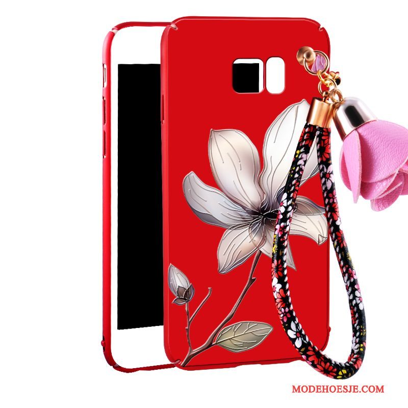 Hoesje Samsung Galaxy Note 5 Bloemen Rood Hanger, Hoes Samsung Galaxy Note 5 Zakken Telefoon Schrobben