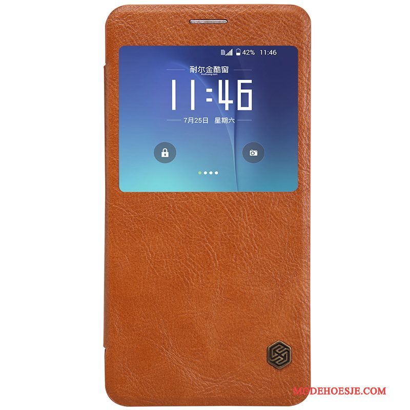 Hoesje Samsung Galaxy Note 5 Folio Goud Wit, Hoes Samsung Galaxy Note 5 Leer Telefoon