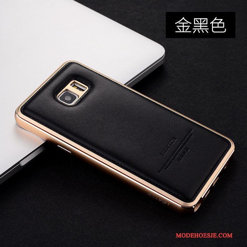 Hoesje Samsung Galaxy Note 5 Leer Anti-falltelefoon, Hoes Samsung Galaxy Note 5 Metaal
