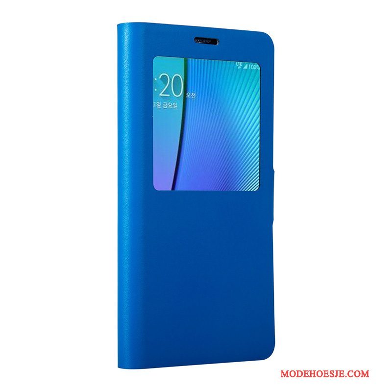 Hoesje Samsung Galaxy Note 5 Leer Blauwtelefoon, Hoes Samsung Galaxy Note 5 Folio
