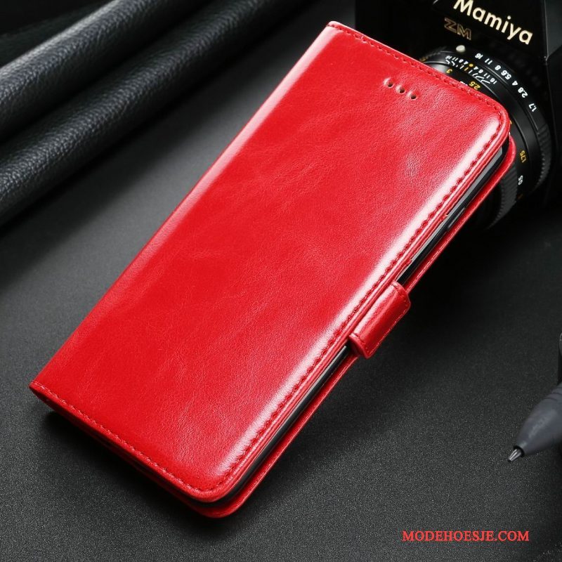 Hoesje Samsung Galaxy Note 5 Leer Kaart Anti-fall, Hoes Samsung Galaxy Note 5 Bescherming Rood