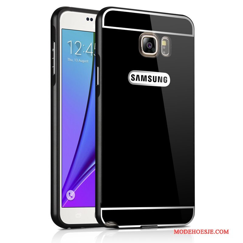 Hoesje Samsung Galaxy Note 5 Metaal Anti-fall Goud, Hoes Samsung Galaxy Note 5 Bescherming Omlijsting Spiegel