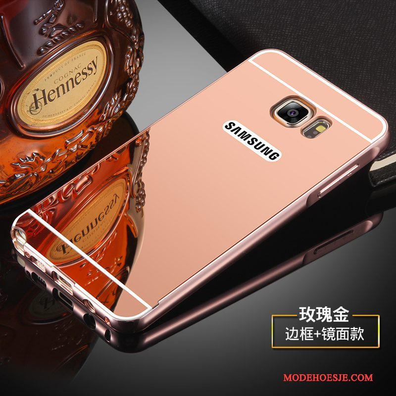 Hoesje Samsung Galaxy Note 5 Metaal Anti-fall Goud, Hoes Samsung Galaxy Note 5 Bescherming Omlijsting Spiegel