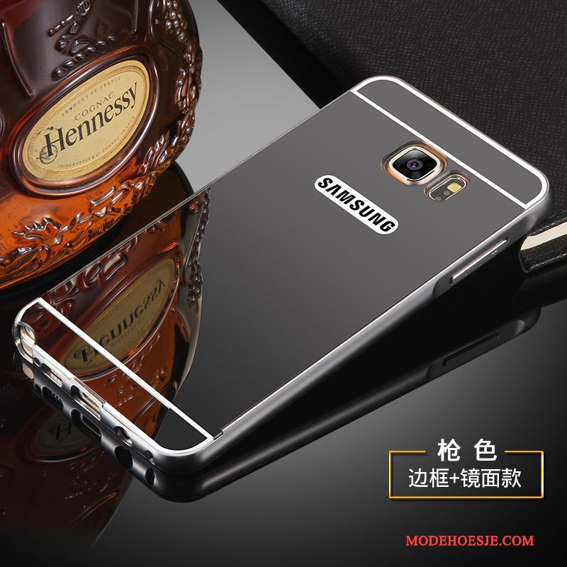 Hoesje Samsung Galaxy Note 5 Metaal Anti-fall Goud, Hoes Samsung Galaxy Note 5 Bescherming Omlijsting Spiegel